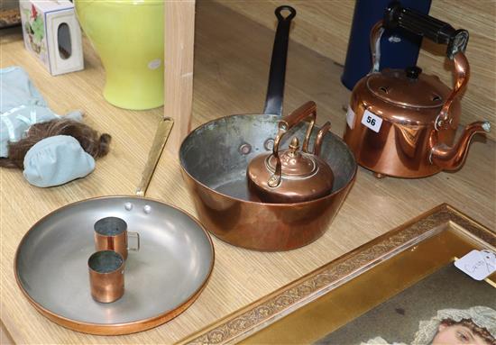 A group of copper and brassware tallest 26cm